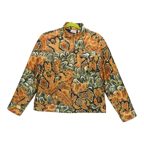 Chico's Jacket Size 1 Womens Small Snake Print Full Zip‎ Bomber Casual - Picture 7 of 7